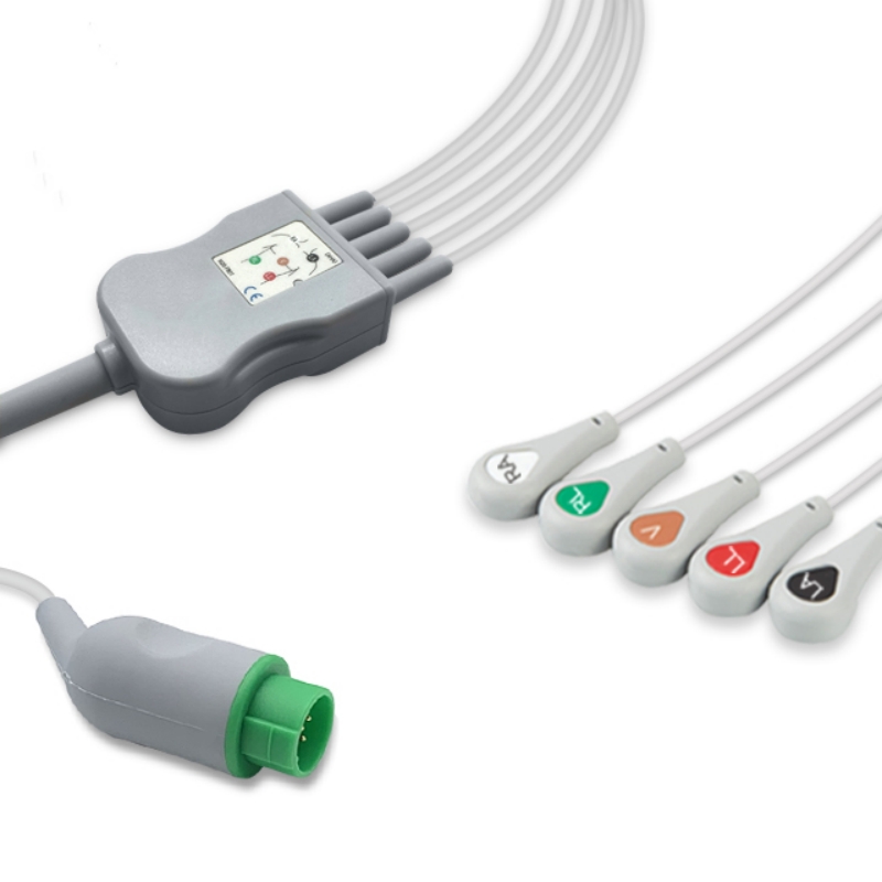 Kontron Compatible One-piece ECG Cable 5-Lead Snap, EC-KT01-5SA