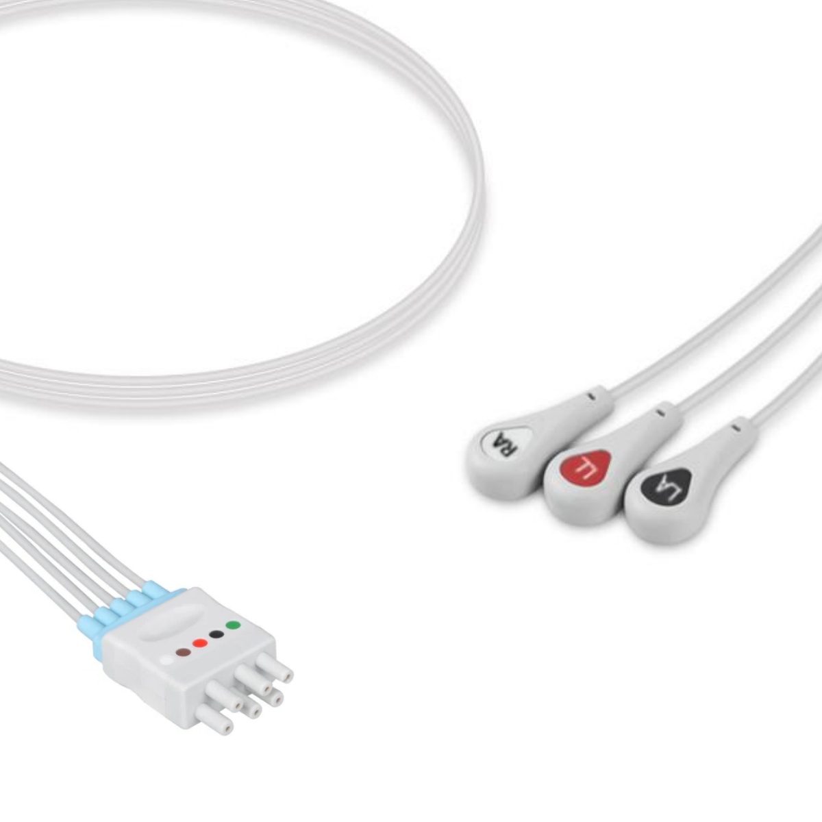 Nihon Kohden Compatible ECG Leadwires 3-Lead Snap AHA, EL-NK02-3SA