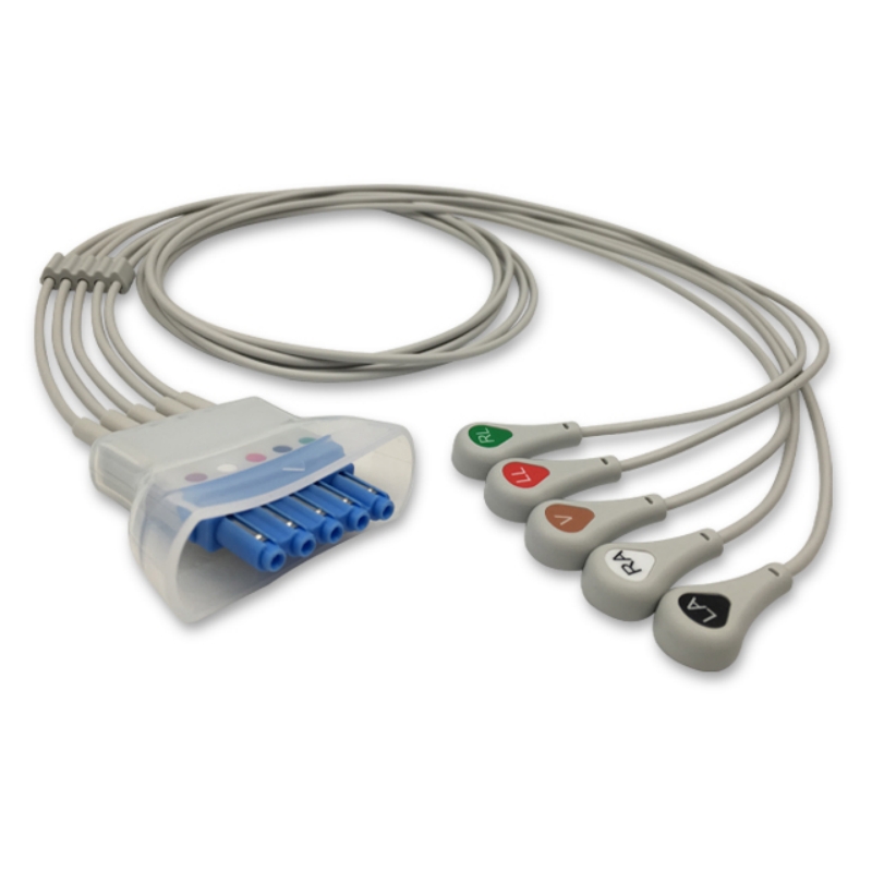 Philips Telemetry ECG Leadwire 5-Lead 989803152071 Compatible, EH-PH02-5SA