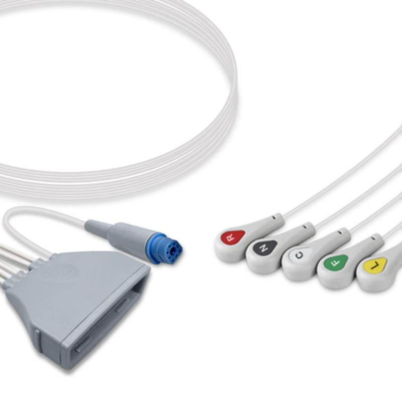 Philips Telemetry ECG Leadwire 5-Lead with SpO2 Adapter 989803171841, 989803171851 Compatible, EH-PH03-5SA-PS
