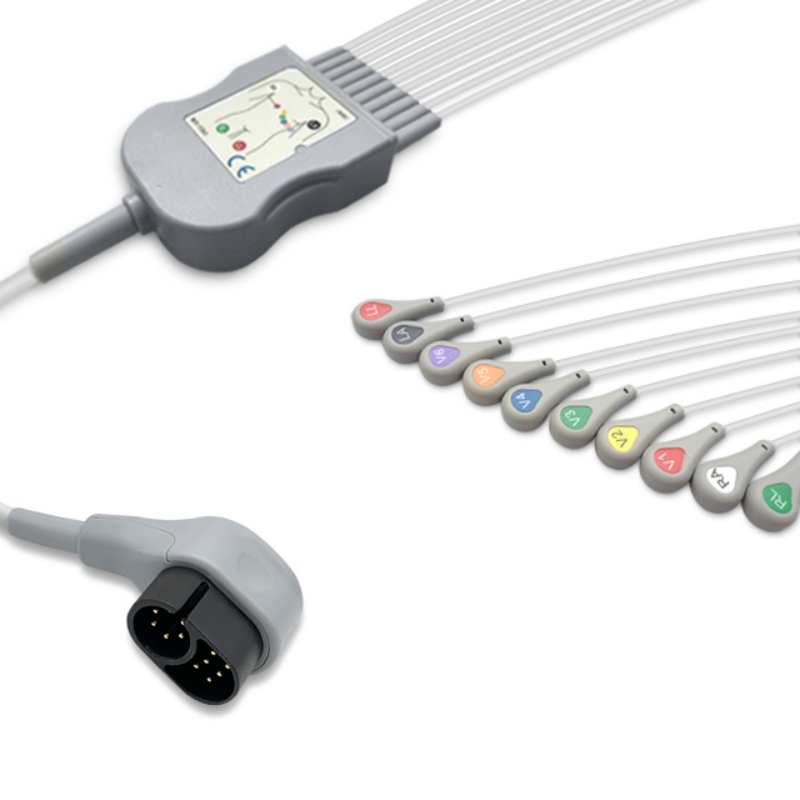 Welch Allyn 103801, Zoll 8300-0802-01 Compatible 10 Leads ECG EKG Cable Snap, EK-ZL02-10SA