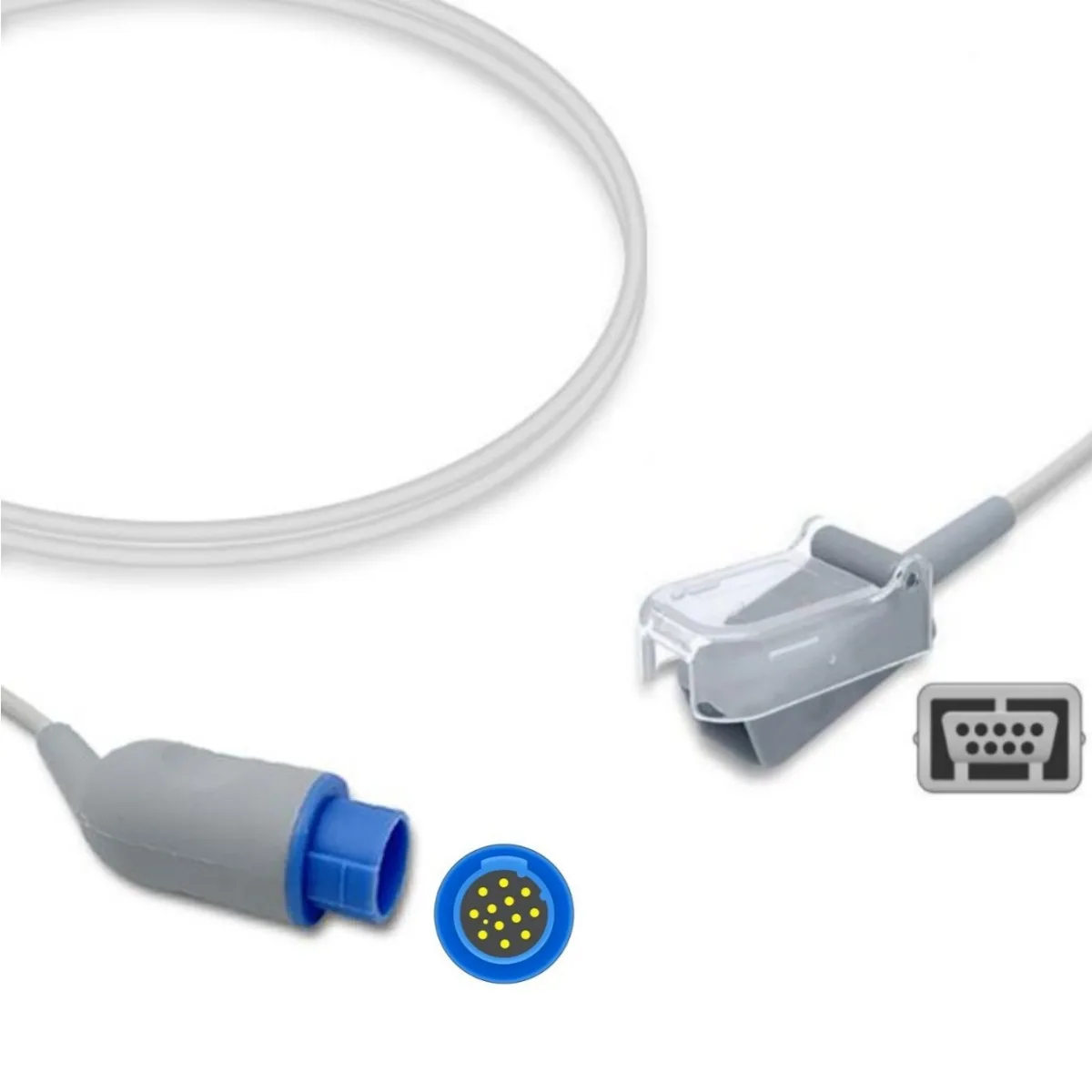 Mennen SpO2 Extension Adapter Cable Masimo LNCS 551-306-321 Compatible, 12-PIN